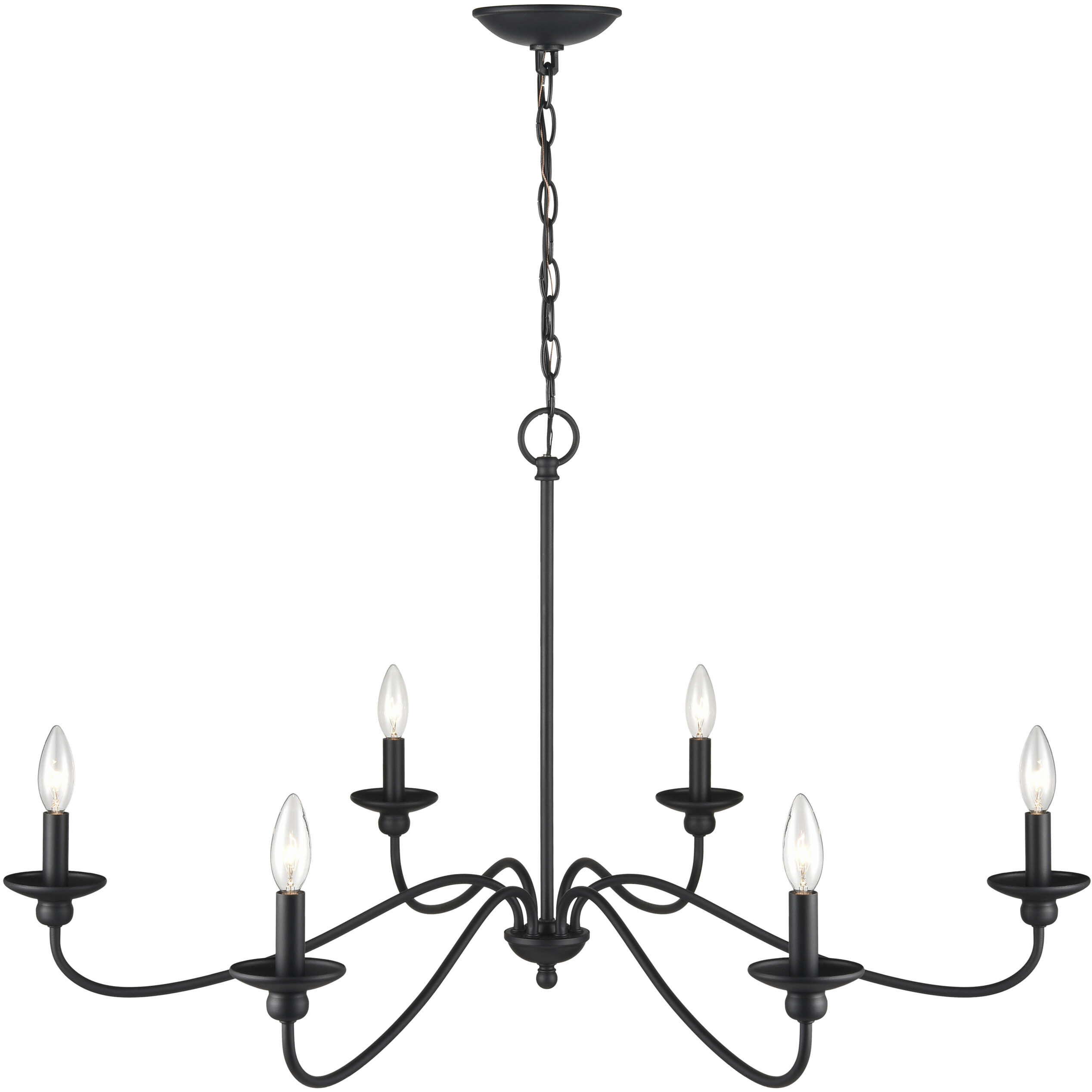 Delvona 6 Light 36.75 inch Matte Black Chandelier Ceiling Light